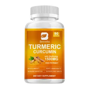 Turmeric Curcumin with Black Pepper & Ginger, 1500mg Turmeric Extract with 95% Curcuminoids, Extra Strength Supplement, Joint Support Supplement, Enhanced Absorption,90 Count